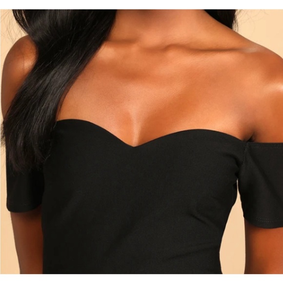 Lulus Midi Size L How Much I Care Midnight Navy Blue Off-The-Shoulder Dress - Picture 4 of 5